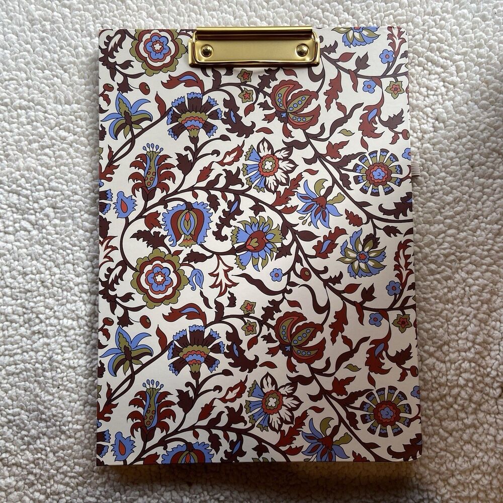 Vera Bradley Clipboard Refillable Lined Notepad Padfolio “Marrakesh Vines Cream”